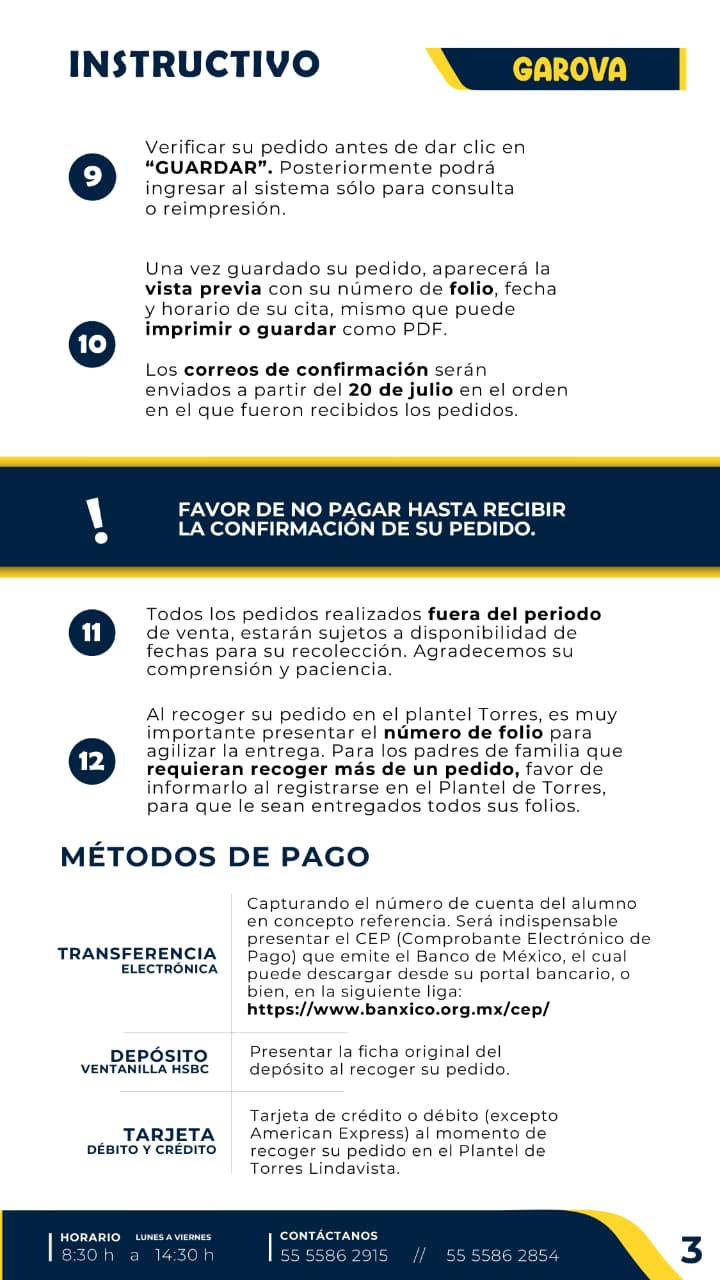 Página 3 del manual de pedido